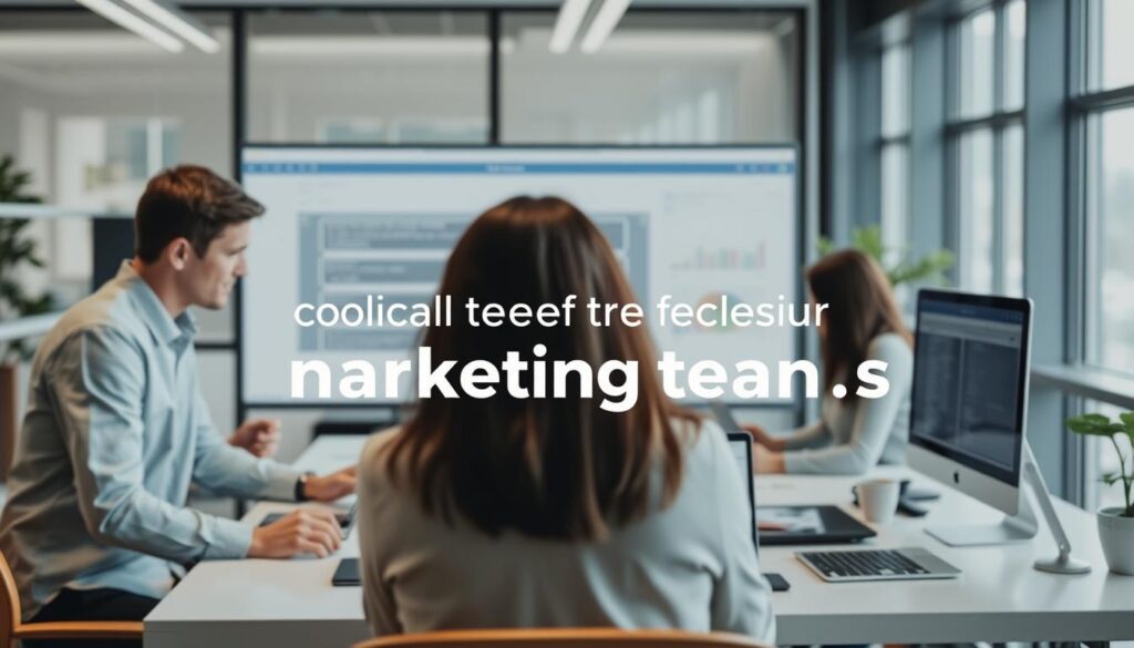Generate an image depicting Writer's collaborative text editing features for marketing teams. Generate an image depicting Writer's collaborative text editing features for marketing teams.