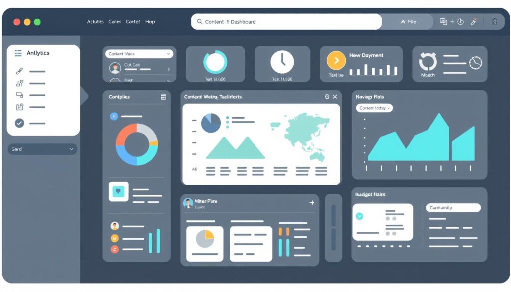 Generate an image of a dashboard of a Content Management System Generate an image of a dashboard of a Content Management System