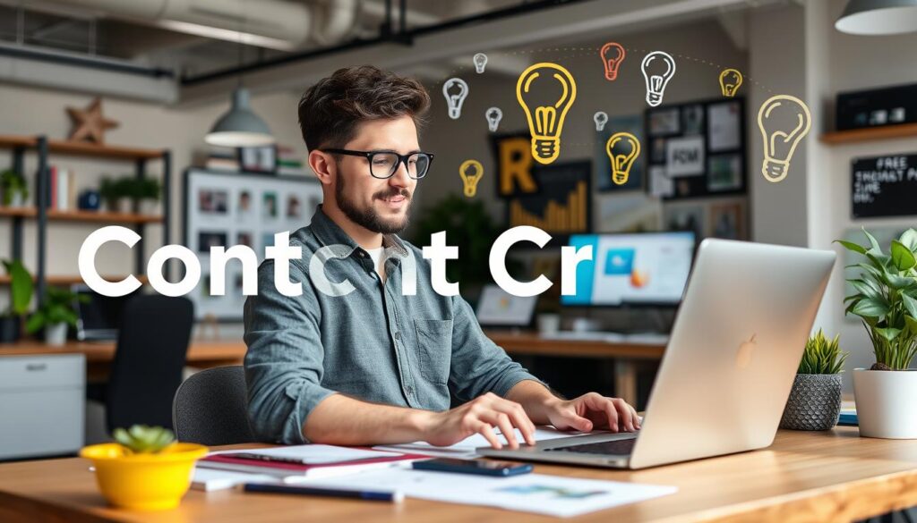 Generate an image of a marketer using ChatGPT for content creation Generate an image of a marketer using ChatGPT for content creation