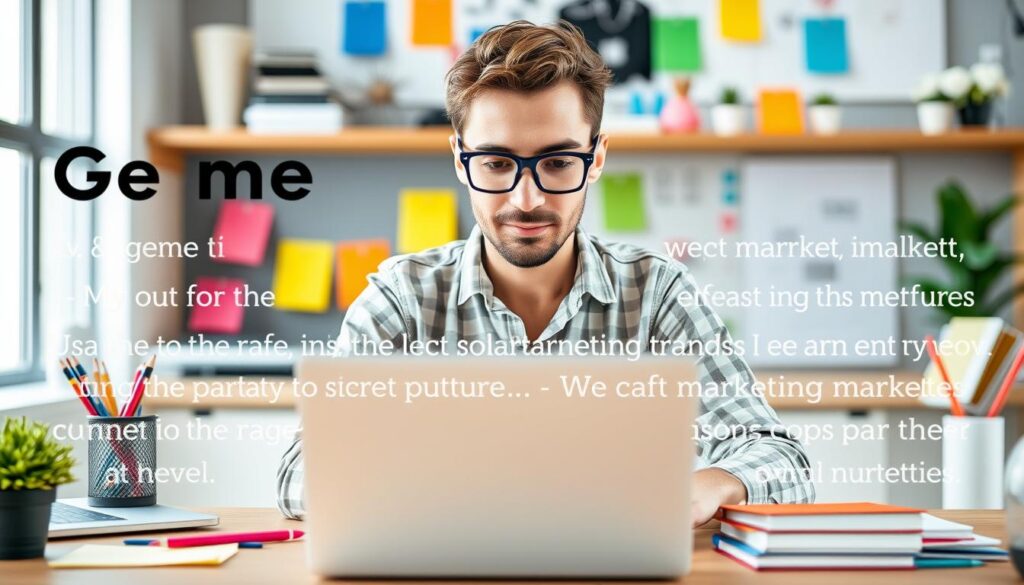 Generate an image of a marketer using Jasper AI to create marketing copy in various tones and styles. Generate an image of a marketer using Jasper AI to create marketing copy in various tones and styles.