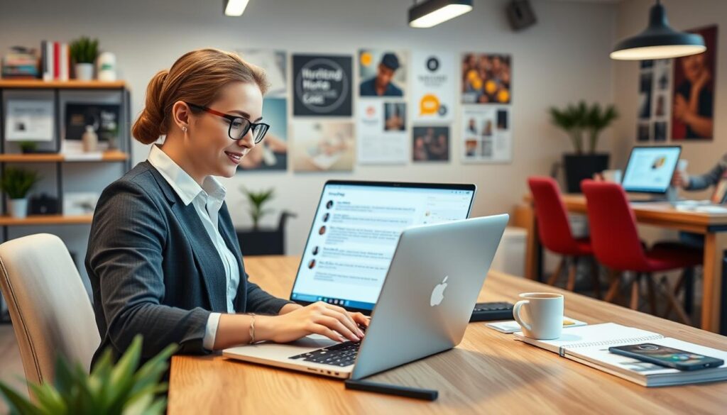 Image of a marketer using ChatGPT on a laptop for digital marketing Image of a marketer using ChatGPT on a laptop for digital marketing